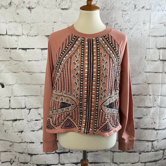 Anthropologie AKEMI + KIN Tops - Anthropologie Akemi & Kin Rose Sequin Embellished Round Neck Knit Top Size M